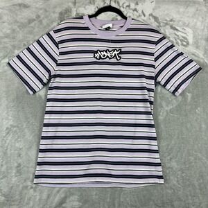 Monet Skateboards Railway T-Shirt Men's M Lavender Purple Stripe Logo